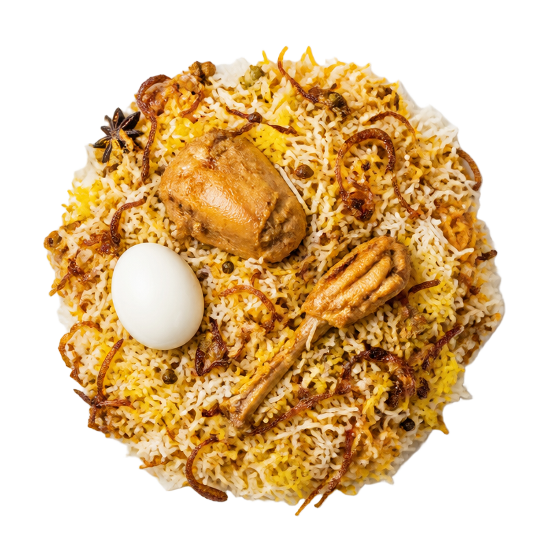 Plate of chicken biryani